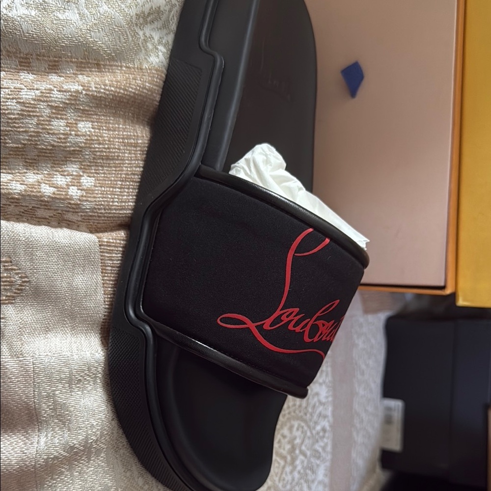 Christian Louboutin Black Slide Sandals